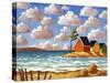 Waves and Colorful Cabins Beach-Cathy Horvath-Buchanan-Stretched Canvas