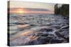Waves at Sunset, Devils Island, Apostle Islands National Lakeshore, Wisconsin, USA-Chuck Haney-Stretched Canvas