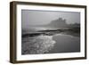 Waves Breaking at Bamburgh Beach Looking Towards Bamburgh Castle on a Misty Morning-Ann and Steve Toon-Framed Photographic Print