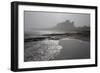 Waves Breaking at Bamburgh Beach Looking Towards Bamburgh Castle on a Misty Morning-Ann and Steve Toon-Framed Photographic Print