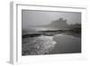 Waves Breaking at Bamburgh Beach Looking Towards Bamburgh Castle on a Misty Morning-Ann and Steve Toon-Framed Photographic Print