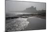 Waves Breaking at Bamburgh Beach Looking Towards Bamburgh Castle on a Misty Morning-Ann and Steve Toon-Mounted Photographic Print