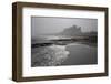 Waves Breaking at Bamburgh Beach Looking Towards Bamburgh Castle on a Misty Morning-Ann and Steve Toon-Framed Premium Photographic Print