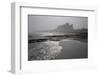 Waves Breaking at Bamburgh Beach Looking Towards Bamburgh Castle on a Misty Morning-Ann and Steve Toon-Framed Photographic Print