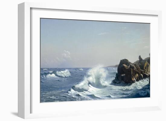 Waves Breaking on a Rocky Coast, 1881-Johannes Herman Brandt-Framed Giclee Print