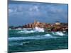 Waves breaking on coast, Ploumanac'h Lighthouse, Pink Granite Coast, Cotes-d'Armor, Brittany, Fr...-null-Mounted Photographic Print