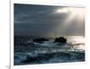 Waves breaking on coast with Nividic Lighthouse in the background, Ushant Island, Finistere, Bri...-null-Framed Photographic Print