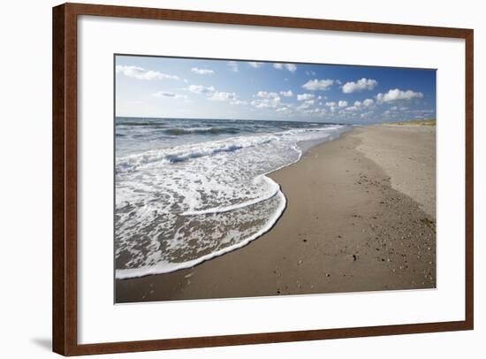 Waves Breaking on Empty Beach-null-Framed Photographic Print