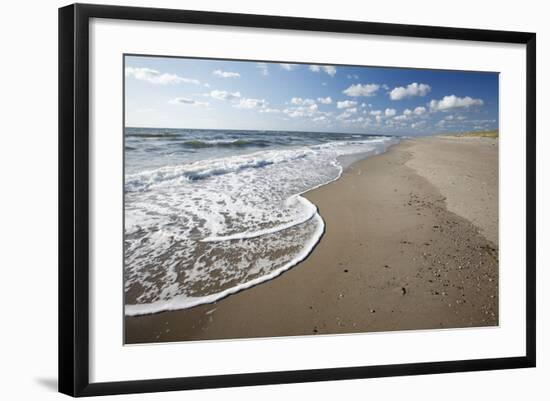 Waves Breaking on Empty Beach-null-Framed Photographic Print