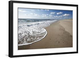 Waves Breaking on Empty Beach-null-Framed Photographic Print