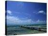 Waves Breaking on Reef on the Horizon, with Jetty in Foreground, Grand Cayman, Cayman Islands-Tomlinson Ruth-Stretched Canvas