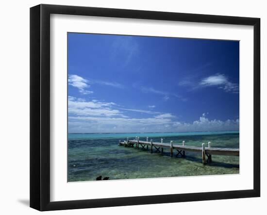 Waves Breaking on Reef on the Horizon, with Jetty in Foreground, Grand Cayman, Cayman Islands-Tomlinson Ruth-Framed Photographic Print