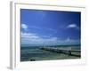 Waves Breaking on Reef on the Horizon, with Jetty in Foreground, Grand Cayman, Cayman Islands-Tomlinson Ruth-Framed Photographic Print