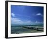 Waves Breaking on Reef on the Horizon, with Jetty in Foreground, Grand Cayman, Cayman Islands-Tomlinson Ruth-Framed Photographic Print