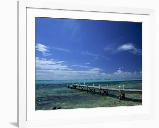 Waves Breaking on Reef on the Horizon, with Jetty in Foreground, Grand Cayman, Cayman Islands-Tomlinson Ruth-Framed Photographic Print