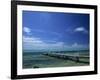 Waves Breaking on Reef on the Horizon, with Jetty in Foreground, Grand Cayman, Cayman Islands-Tomlinson Ruth-Framed Photographic Print