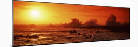 Waves Breaking on Rocks in the Sea, Three Tables, North Shore, Oahu, Hawaii, USA-null-Mounted Photographic Print