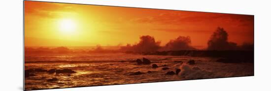 Waves Breaking on Rocks in the Sea, Three Tables, North Shore, Oahu, Hawaii, USA-null-Mounted Photographic Print