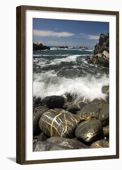 Waves Breaking on Rocky Shore, Natural Park of South West Alentejano and Costa Vicentina, Portugal-Quinta-Framed Premium Photographic Print