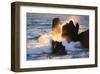 Waves Breaking On Shore Rocks-null-Framed Art Print