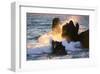 Waves Breaking On Shore Rocks-null-Framed Art Print