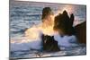 Waves Breaking On Shore Rocks-null-Mounted Art Print