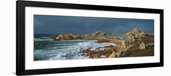 Waves Breaking on the Coast, Le Diben, Morlaix Bay, Finistere, Brittany, France-null-Framed Photographic Print