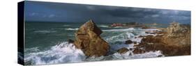 Waves Breaking on the Coast, Le Diben, Morlaix Bay, Finistere, Brittany, France-null-Stretched Canvas