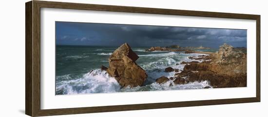 Waves Breaking on the Coast, Le Diben, Morlaix Bay, Finistere, Brittany, France-null-Framed Photographic Print