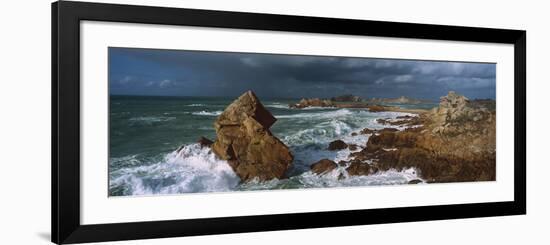 Waves Breaking on the Coast, Le Diben, Morlaix Bay, Finistere, Brittany, France-null-Framed Photographic Print