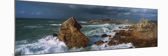 Waves Breaking on the Coast, Le Diben, Morlaix Bay, Finistere, Brittany, France-null-Mounted Photographic Print