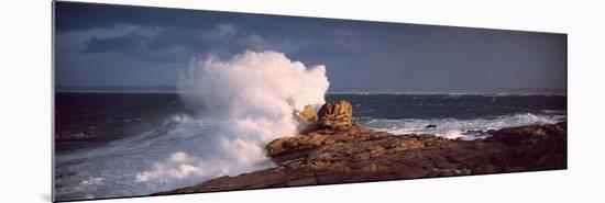 Waves Breaking on the Coast, Saint Guenole, Finistere, Brittany, France-null-Mounted Photographic Print