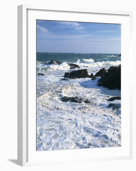 Waves Breaking on the Rocks Along the Corniche D'Esterel, Alpes-Maritimes, Provence, France-David Hughes-Framed Photographic Print