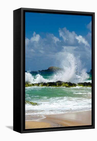 Waves Breaking on the Rocks at Kauapea Beach, Kauai, Hawaii, USA-Richard Duval-Framed Stretched Canvas