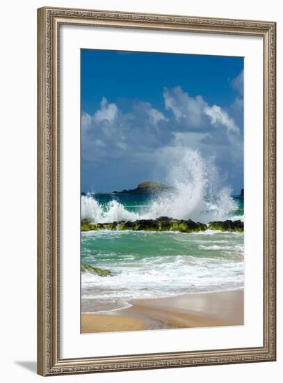 Waves Breaking on the Rocks at Kauapea Beach, Kauai, Hawaii, USA-Richard Duval-Framed Photographic Print