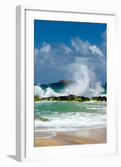 Waves Breaking on the Rocks at Kauapea Beach, Kauai, Hawaii, USA-Richard Duval-Framed Photographic Print