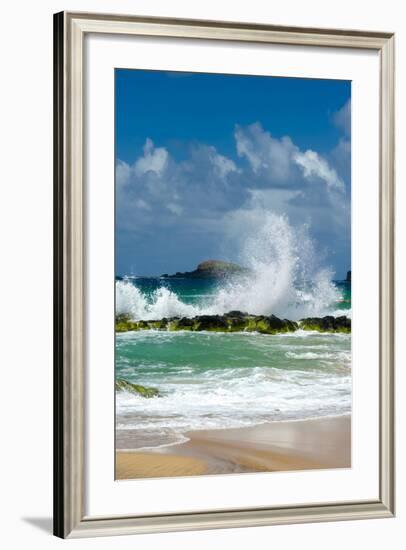 Waves Breaking on the Rocks at Kauapea Beach, Kauai, Hawaii, USA-Richard Duval-Framed Photographic Print