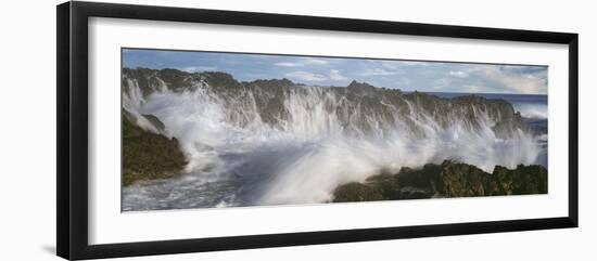 Waves breaking over a seastack at Playa Los Cerritos, Cerritos, Baja California Sur, Mexico-Panoramic Images-Framed Photographic Print