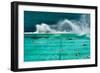 Waves Breaking over Edge of Pool of Bondi Icebergs Swim Club, Bondi Beach, Sydney-null-Framed Photographic Print