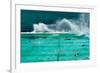 Waves Breaking over Edge of Pool of Bondi Icebergs Swim Club, Bondi Beach, Sydney-null-Framed Photographic Print