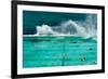 Waves Breaking over Edge of Pool of Bondi Icebergs Swim Club, Bondi Beach, Sydney-null-Framed Photographic Print