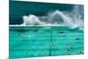 Waves Breaking over Edge of Pool of Bondi Icebergs Swim Club, Bondi Beach, Sydney-null-Mounted Photographic Print