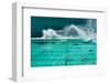 Waves Breaking over Edge of Pool of Bondi Icebergs Swim Club, Bondi Beach, Sydney-null-Framed Photographic Print