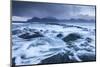 Waves Crash Against the Black Basalt Rocky Shores of Gjogv, Eysturoy, Faroe Islands, Europe-Adam Burton-Mounted Photographic Print