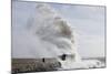 Waves Crash Against the Harbour Wall at Porthcawl, Bridgend, Wales, United Kingdom-Graham Lawrence-Mounted Photographic Print