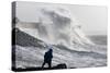 Waves Crash Against the Harbour Wall at Porthcawl, Bridgend, Wales, United Kingdom-Graham Lawrence-Stretched Canvas