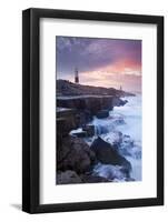 Waves Crash Against the Limestone Ledges Near the Lighthouse at Portland Bill, Dorset, England-Adam Burton-Framed Photographic Print