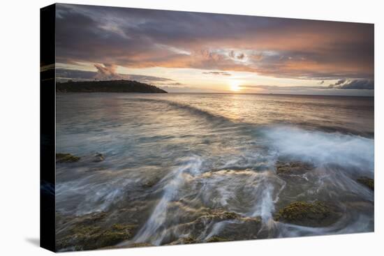 Waves Crash on Cliffs under a Colorful Caribbean Sunset, Galley Bay, St. John'S-Roberto Moiola-Stretched Canvas