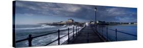 Waves Crashing Against a Jetty, Amble, Northumberland, England-null-Stretched Canvas