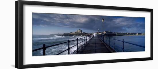 Waves Crashing Against a Jetty, Amble, Northumberland, England-null-Framed Photographic Print